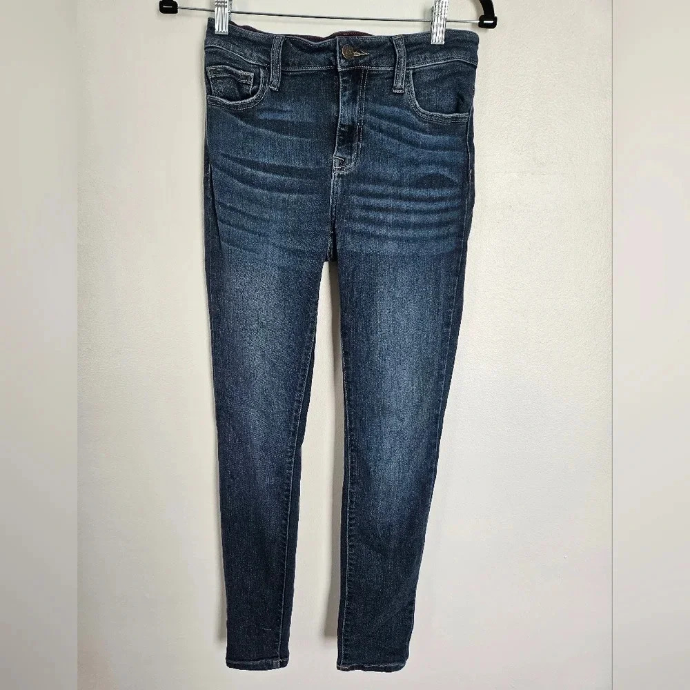 Cello Womens High Rise Skinny‎ Jeans Dark Wash Distressed Size 7